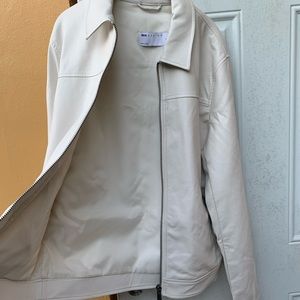 Faux leather Harrington jacket in white